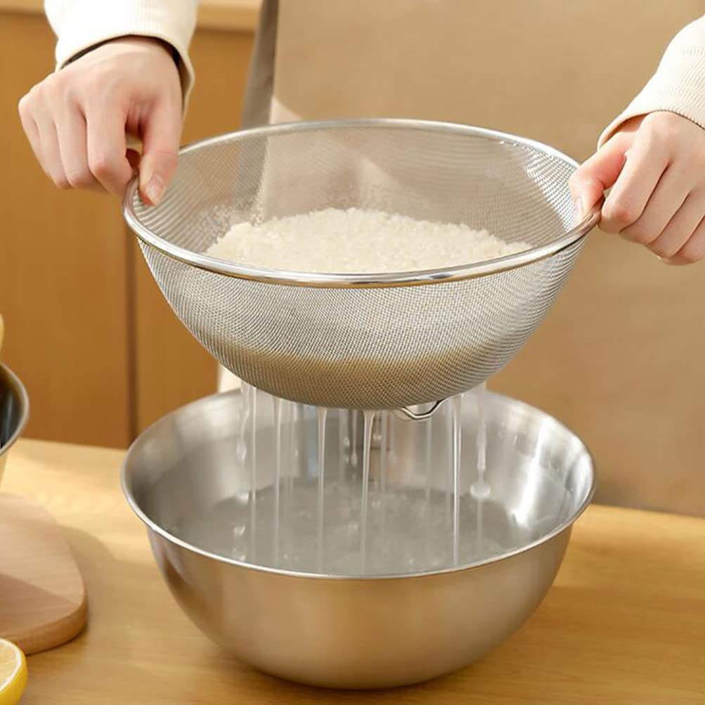 Healeved Colador De Acero Inoxidable Cuenco De Limpieza Ideal Para Arroz Frutas y Verduras