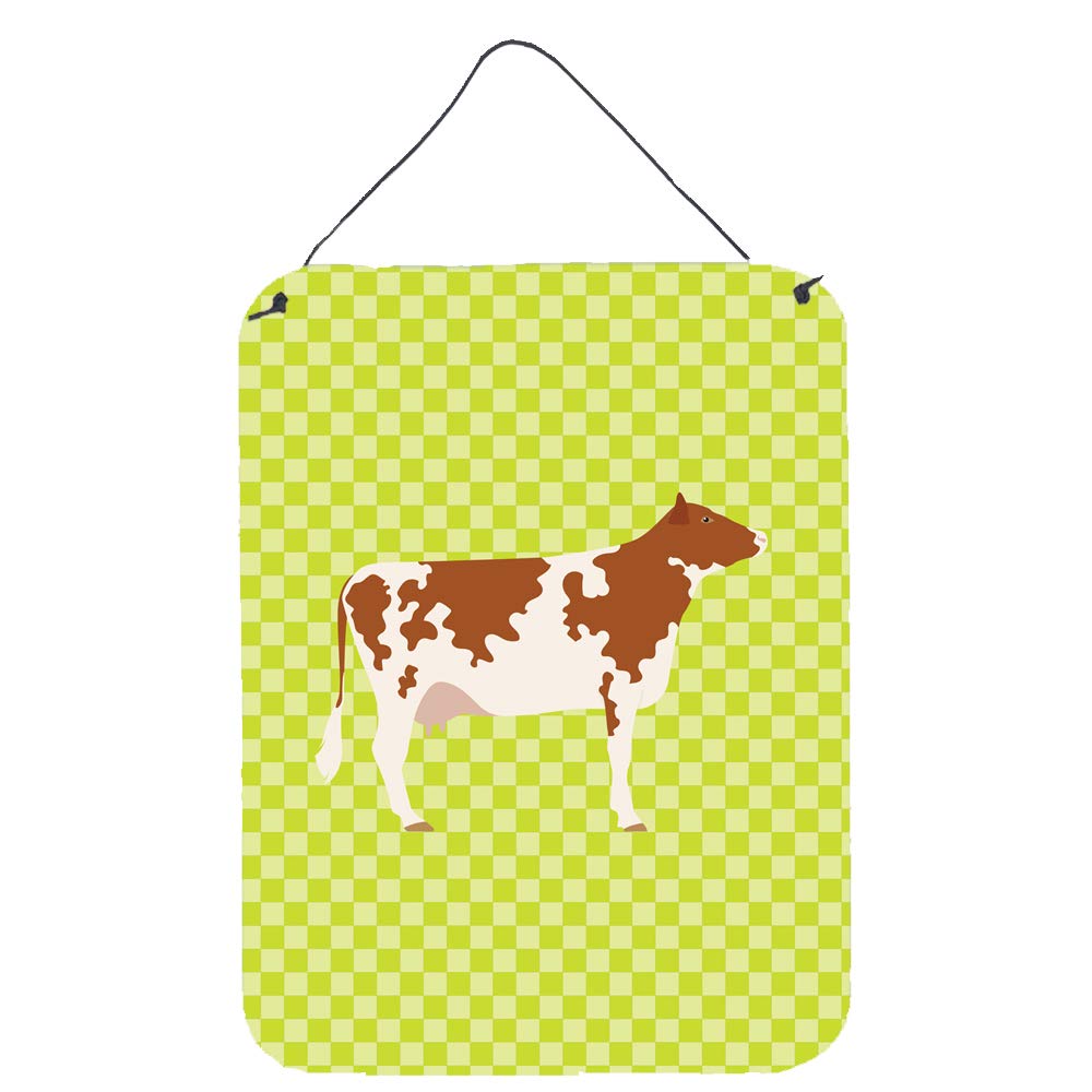 Impression en métal vache Ayrshire vert multicolore 40 x 30 cm tableau mural