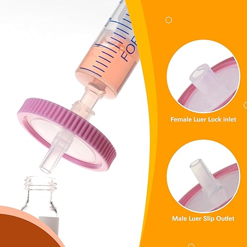 Miniatura 2 de PEKYBIO Filtro de jeringa estéril PTFE Filtración hidrofílica de 0,22 um Tamaño de poro, 0.984 in de diámetro de membrana, paquete de 20, envasado