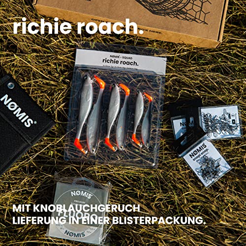 NØMIS Gummifische Richie Roach | Gummifisch Set 5er x 10 cm | Angelzubehör | Gummifische Set Hecht Zander Dorsch u. Norwegen Angeln | Angelköder | Gummiköder | Barsch