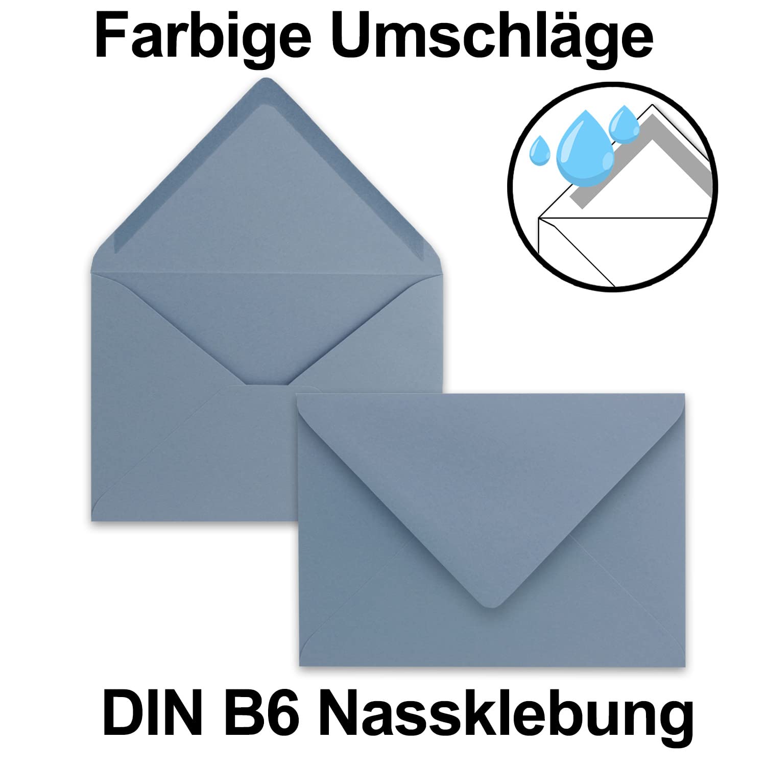 50x folding card set DIN A7-10.5 x 7.4 cm, with envelopes DIN C7 in grey-blue (blue) - Image 4