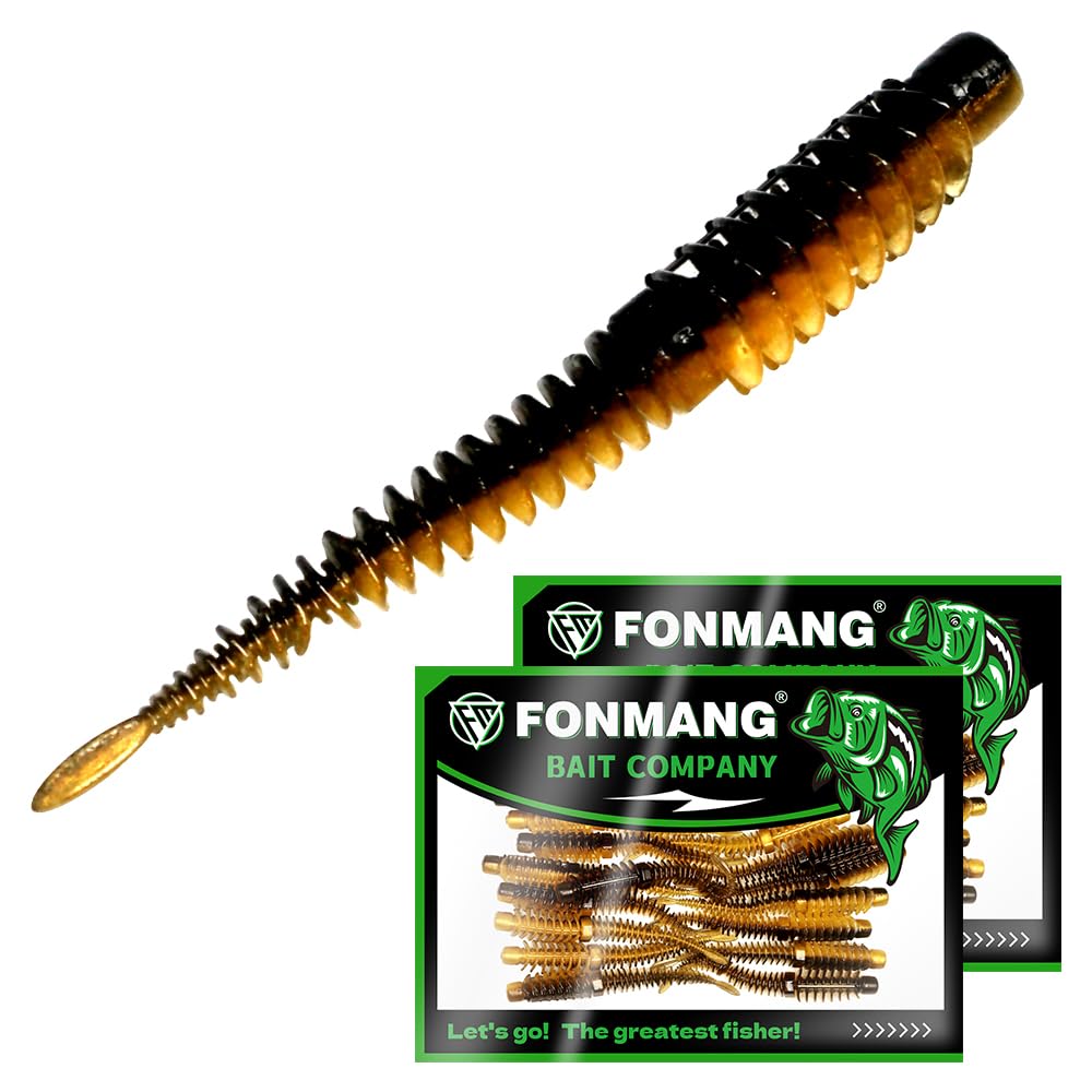 Bass Fishing Lures, Ned Rig Baits Soft Plastic Finesse Worms, Realistic 3.5in Soft Plastic Baits for Bass Trout, Ideal for Texas & Drop Shot Rigs Shaky Head, and Split Shot Rigs, Enhanced TPE Material