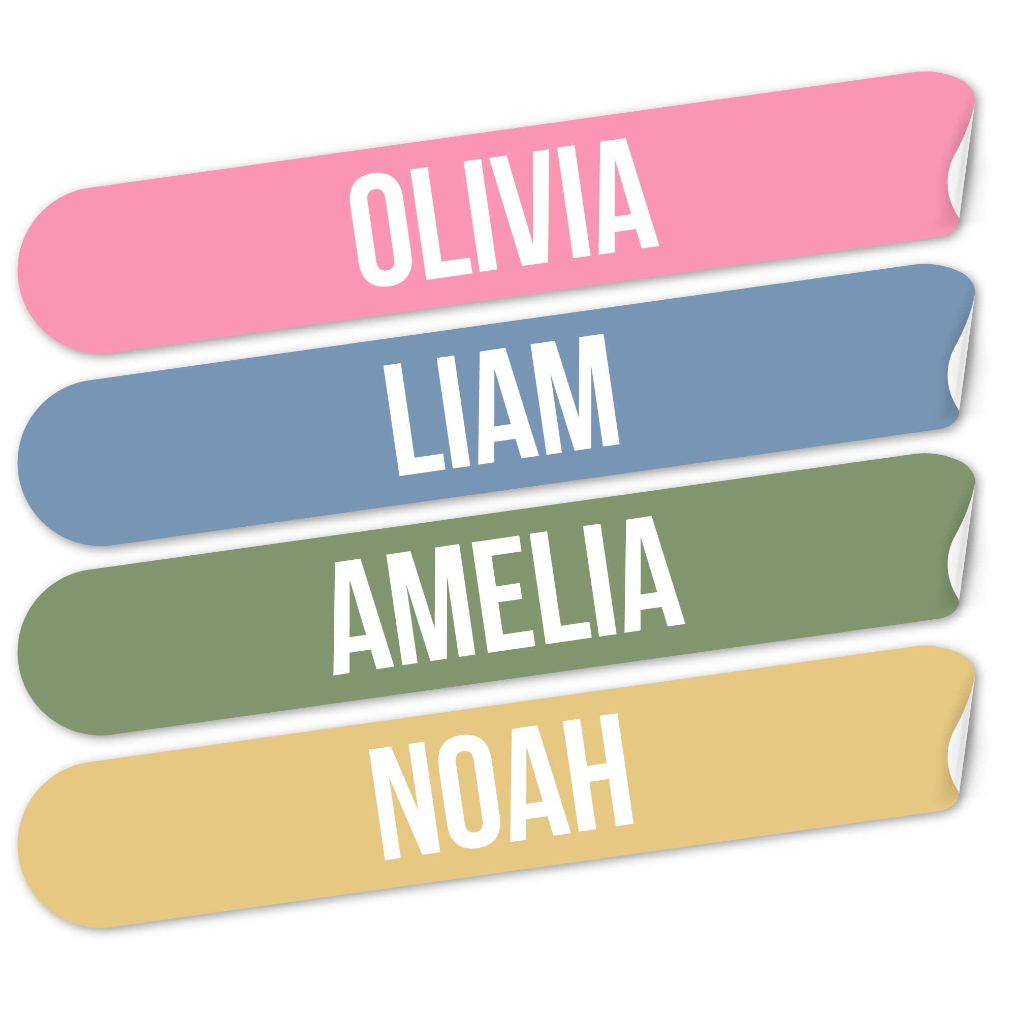 Pack of 276 Personalised Name Labels Stickers Choice of Colour (48 x 8mm) | School Name Stickers for Water Bottles | Waterproof Name Sticker | Washable in Dishwasher (276 Stickers, Rectangular)