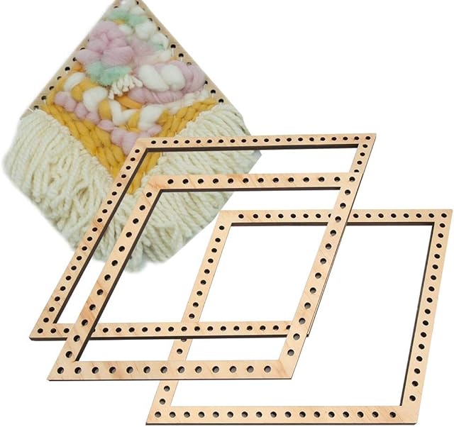HEEPDD 3Pcs Weaving Loom, Rhombus Wooden Knitting Frame Hand Knitted Machine Woven Set for DIY Tapestry Blanket Scarf