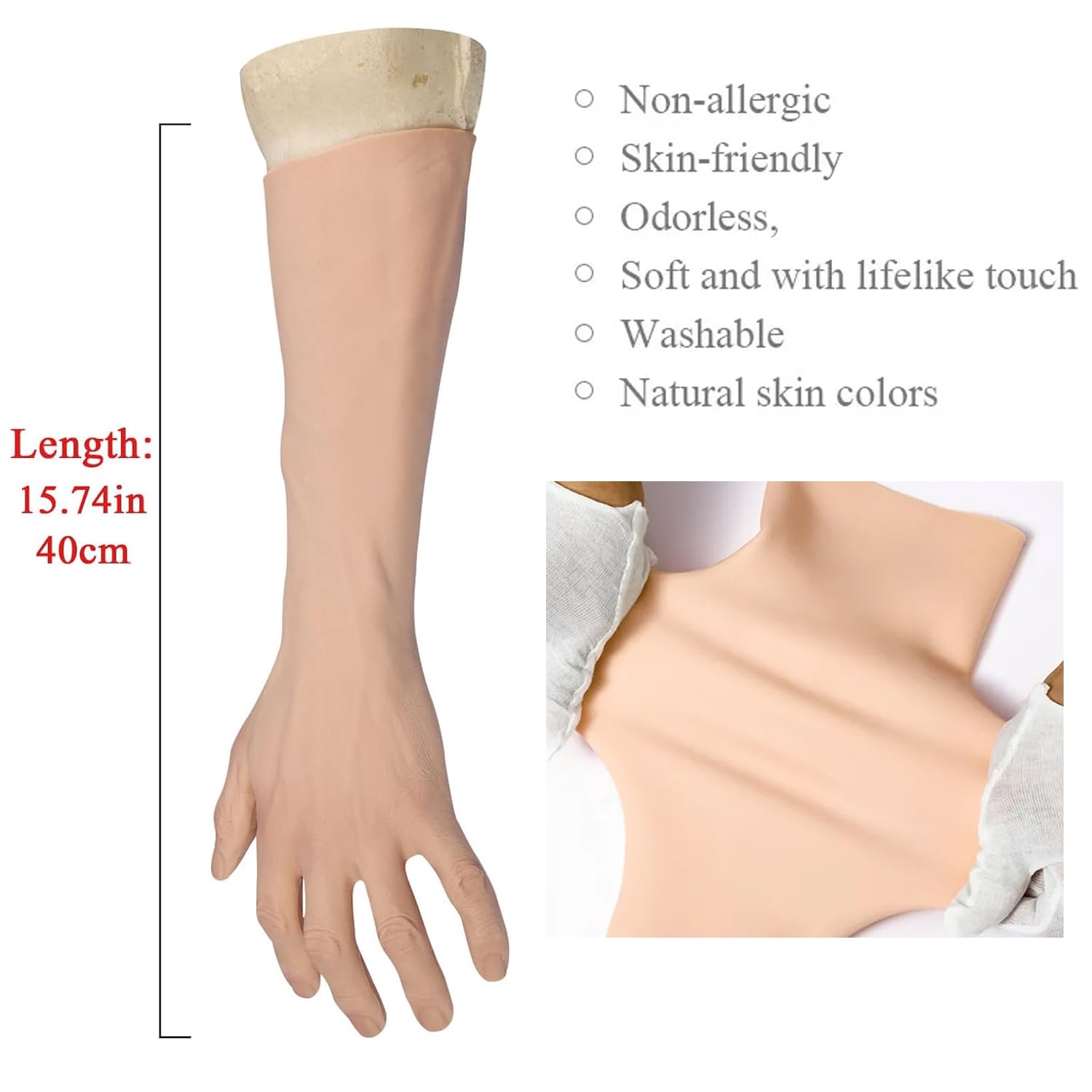 Oppaionaho Realistic Silicone Old Man Gloves Prosthesis Hands Sleeve Artificial Arm Cover Scar for Halloween Cosplay (#03,Right Hand)