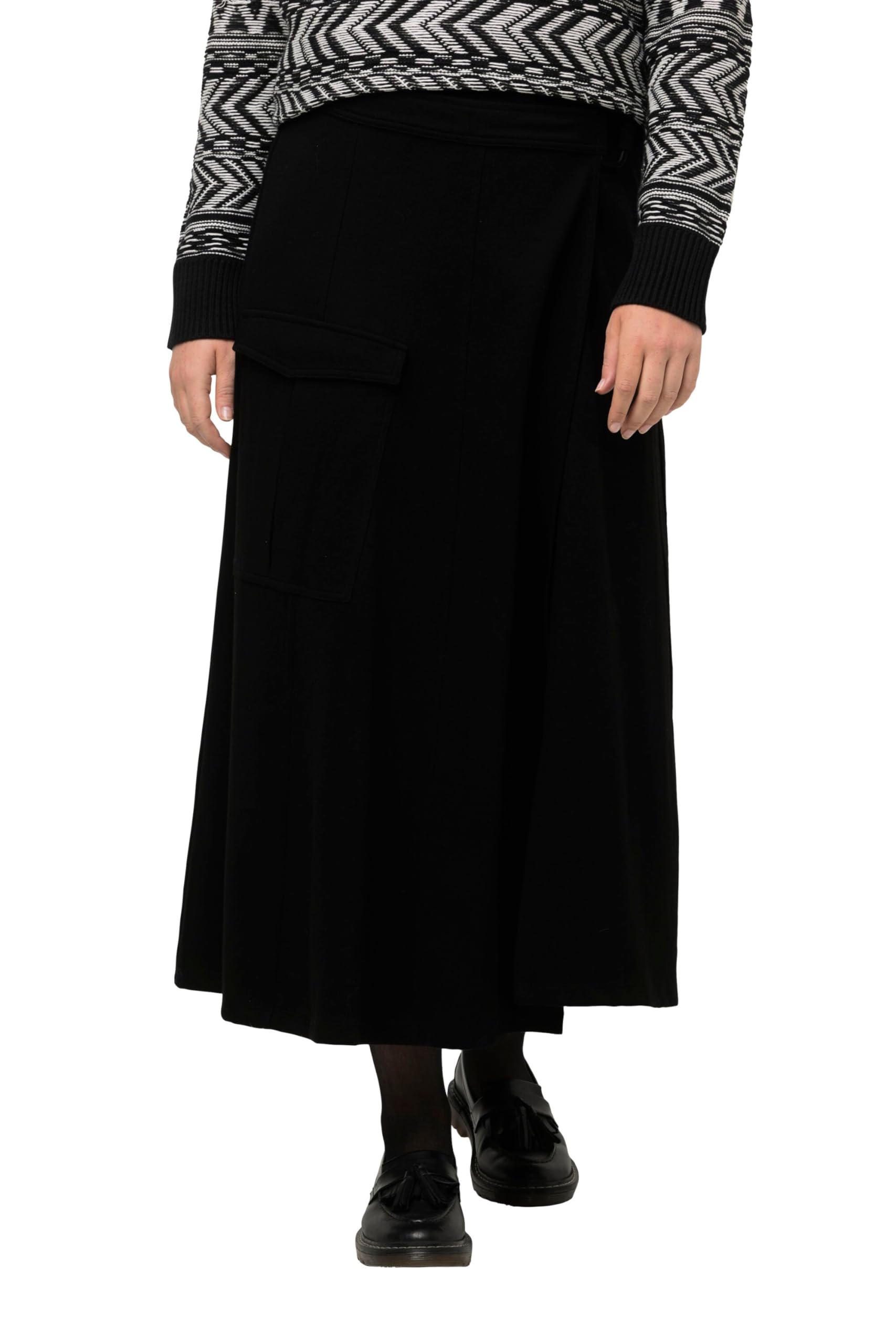 Ulla Popken Damen große Größen Übergrößen Plus Size Wickelrock, Punto-di-Roma, Utility-Look, Biobaumwolle 822148