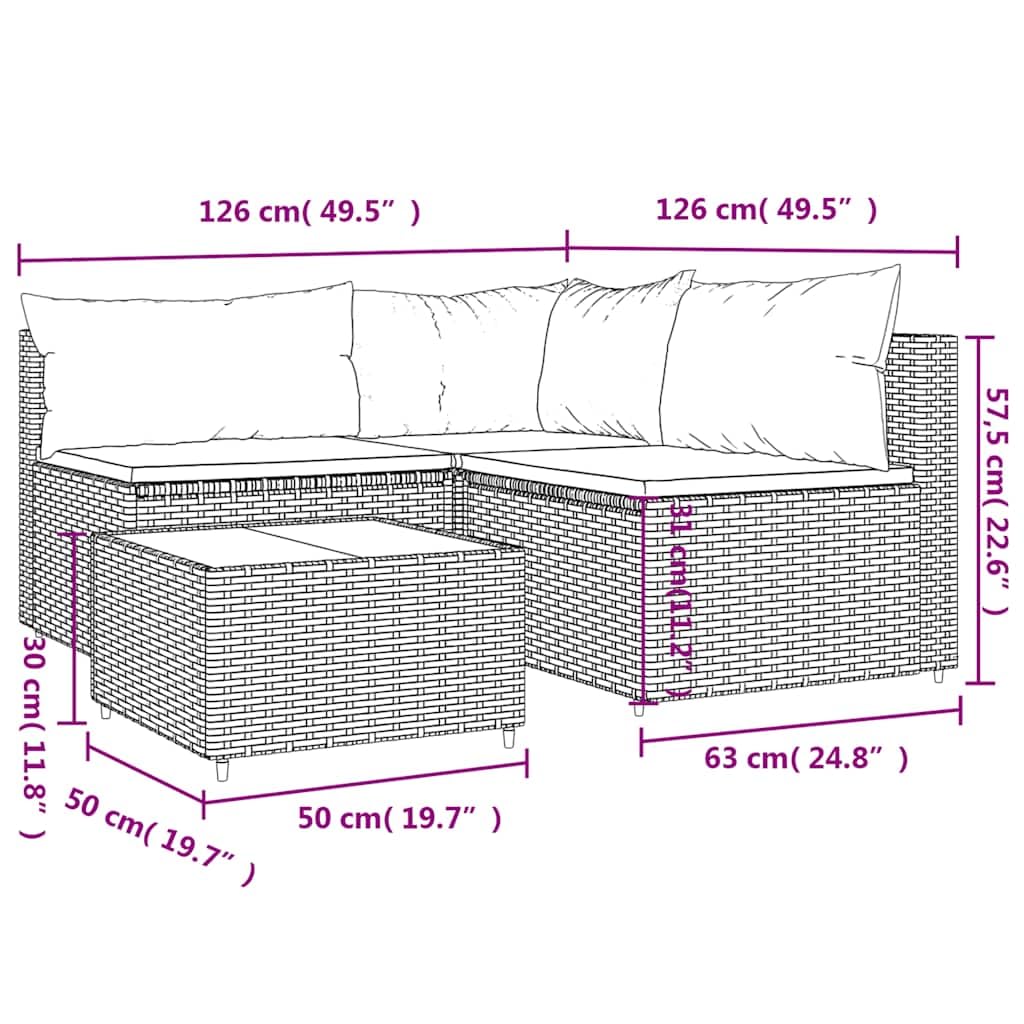 vidaXL Salon de Jardin 4 pcs avec Coussins Marron Résine tressée, Ensemble de Salon d'extérieur, Ensemble de mobilier d'extérieur, Ensemble de mobilier de Patio