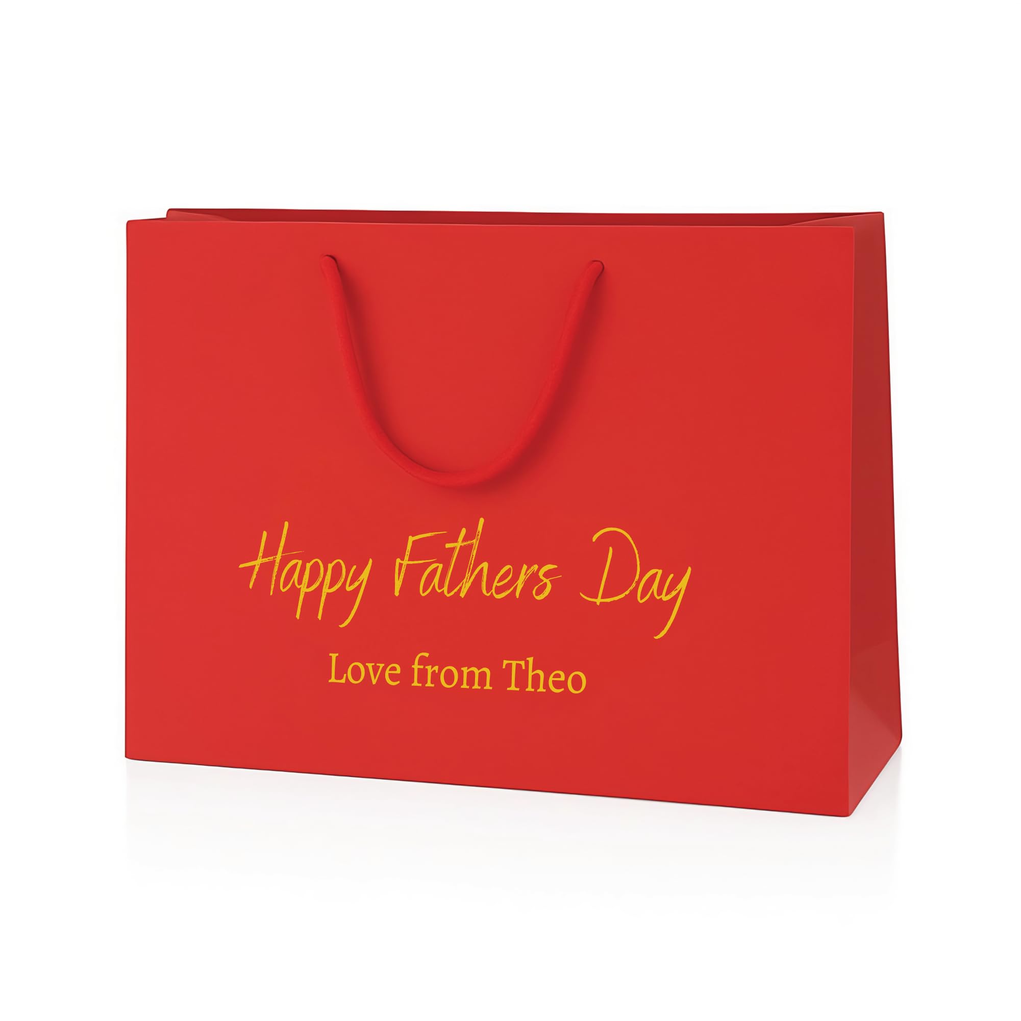 COOKIES AND KOALAS Personalised Fathers Day Gift Bag – Red Medium Wide 35x24x10 cm – Custom Name & Message Foil Print – Fathers Day Bag for Pop