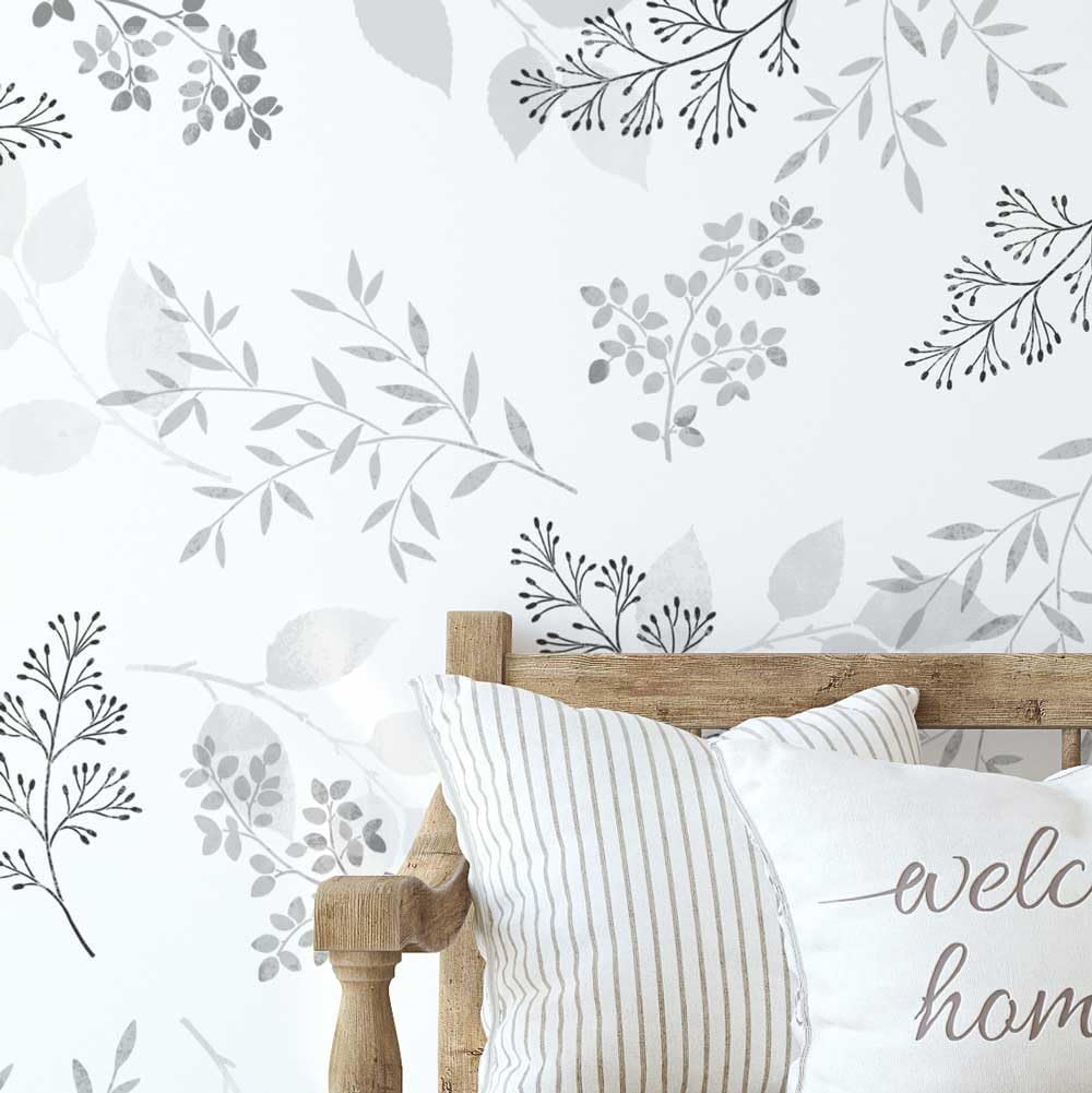 Watercolor Leaves Wall Pattern Kit - Floral Stencils for Walls – Reusable Stencil for Painting Walls and Floors – Try Stencil Instead of Wallpaper and Save Lots on Room Makeover