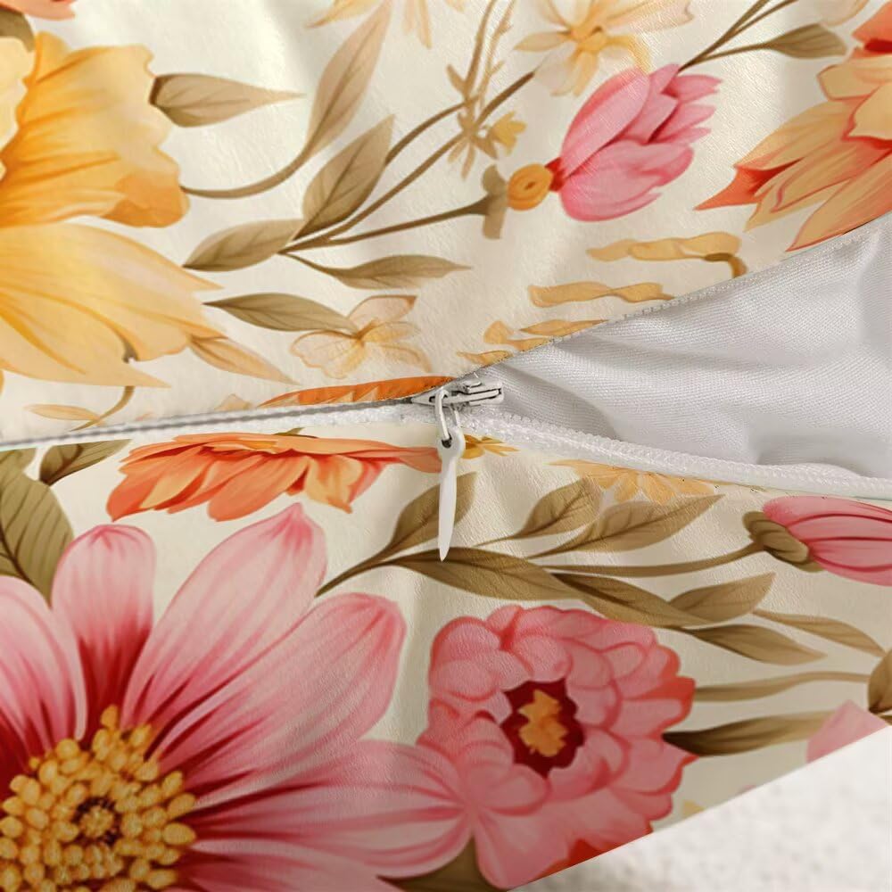 Federe Cuscini Divano 60x60 cm Federe Morbido Copricuscini Fiori in Velluto, 2 Pezzi Copri Cuscini per Divano Pastorale Decorativi Federa Cuscino Primavera per Camera da Letto Soggiorno (IU39)