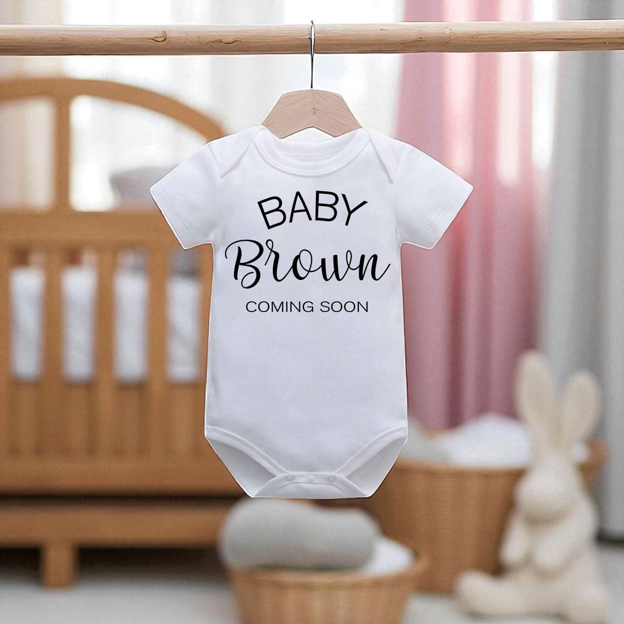 Baby Coming Soon Custom Baby Pregnancy Announcement Bodysuit (White, 0-3 Months) - Image 2