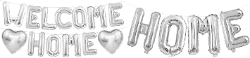 16Inch Welcome Home Foil Balloons Banner with Silver HOME Balloons 40 Inch