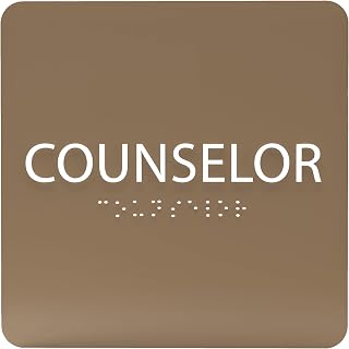 6" X6" Counselor Sign - ADA Compliant Tactile Graphics Grade 2 Braille Text Acrylic Wall Sign - Professional Expert Advisor, Consultant Door Signs for Hotel School Hospital Clinic