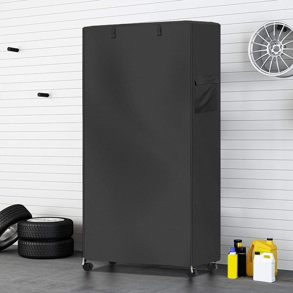 Draht-Regal-Abdeckung, strapazierfähig, wasserdicht, staubdicht, Standregalabdeckung mit Reißverschluss-Design, Seitentaschen für Garage, Keller, Küche, Garage, Aufbewahrung (92 x 46 x 183 cm