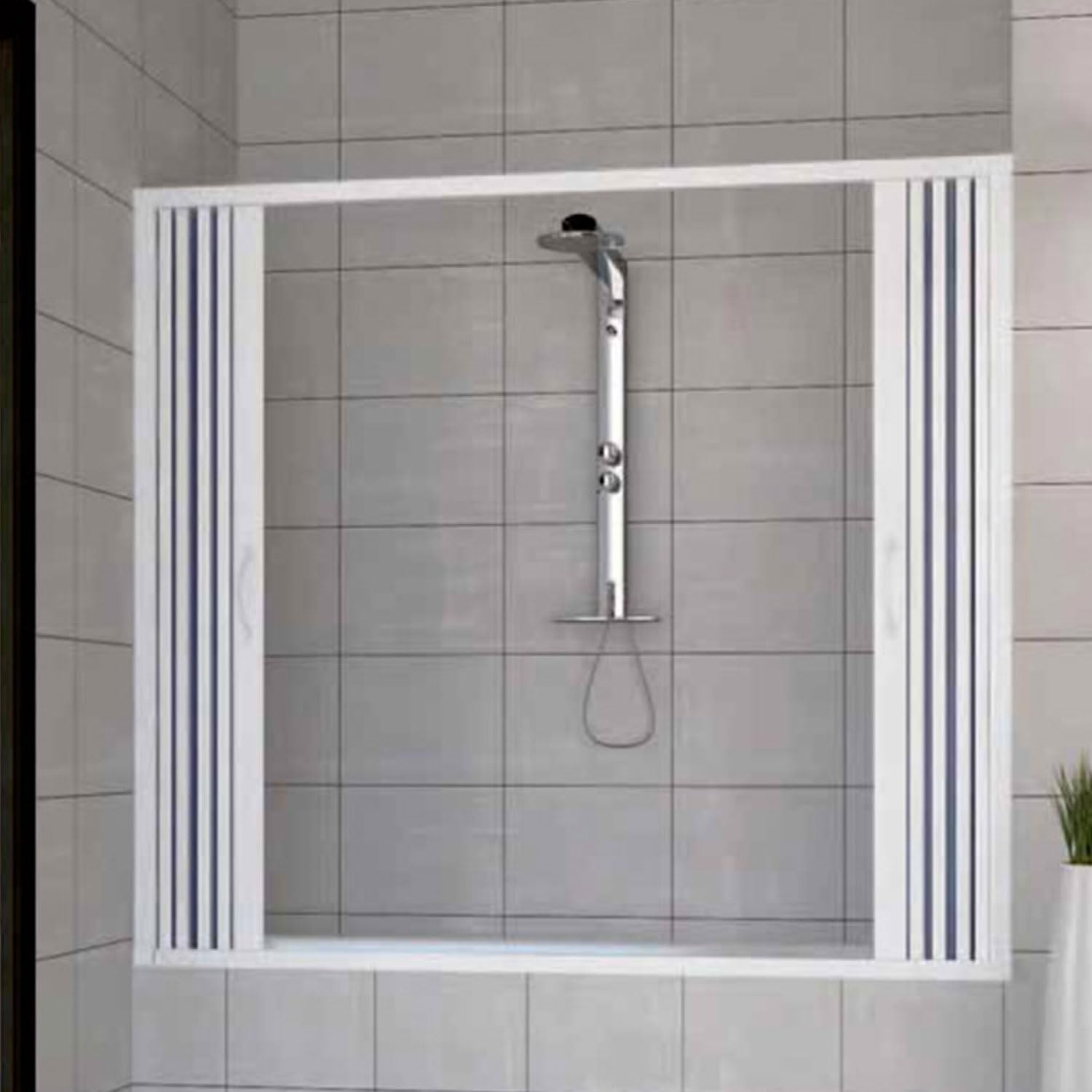 ROLLPLAST PINTO Puerta Mampara de bañera 170 CM de PVC Mod. Nina con Apertura Central
