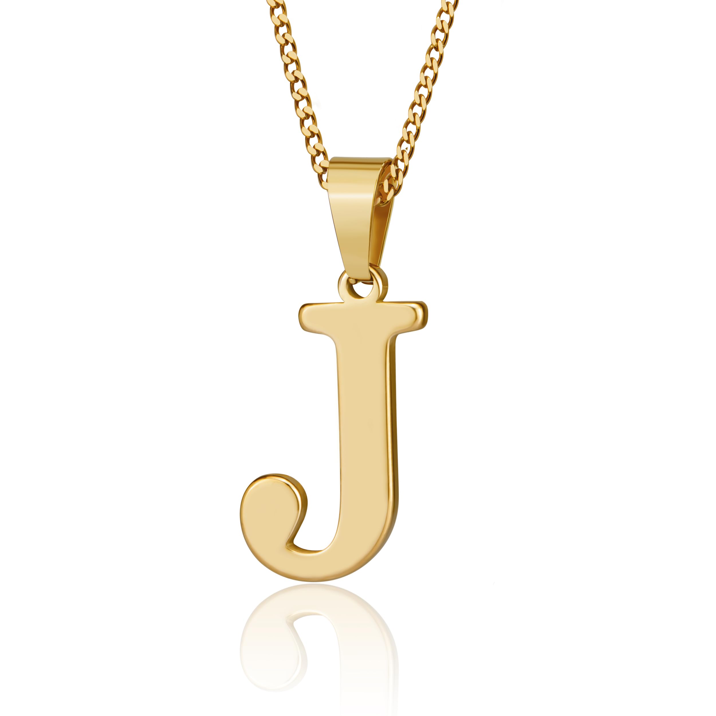 SuweibukeInitial Necklace for Men Women Boys Girls, 18K Gold Plated 26 Letters Pendant Necklace, Personalized Jewelry Gifts
