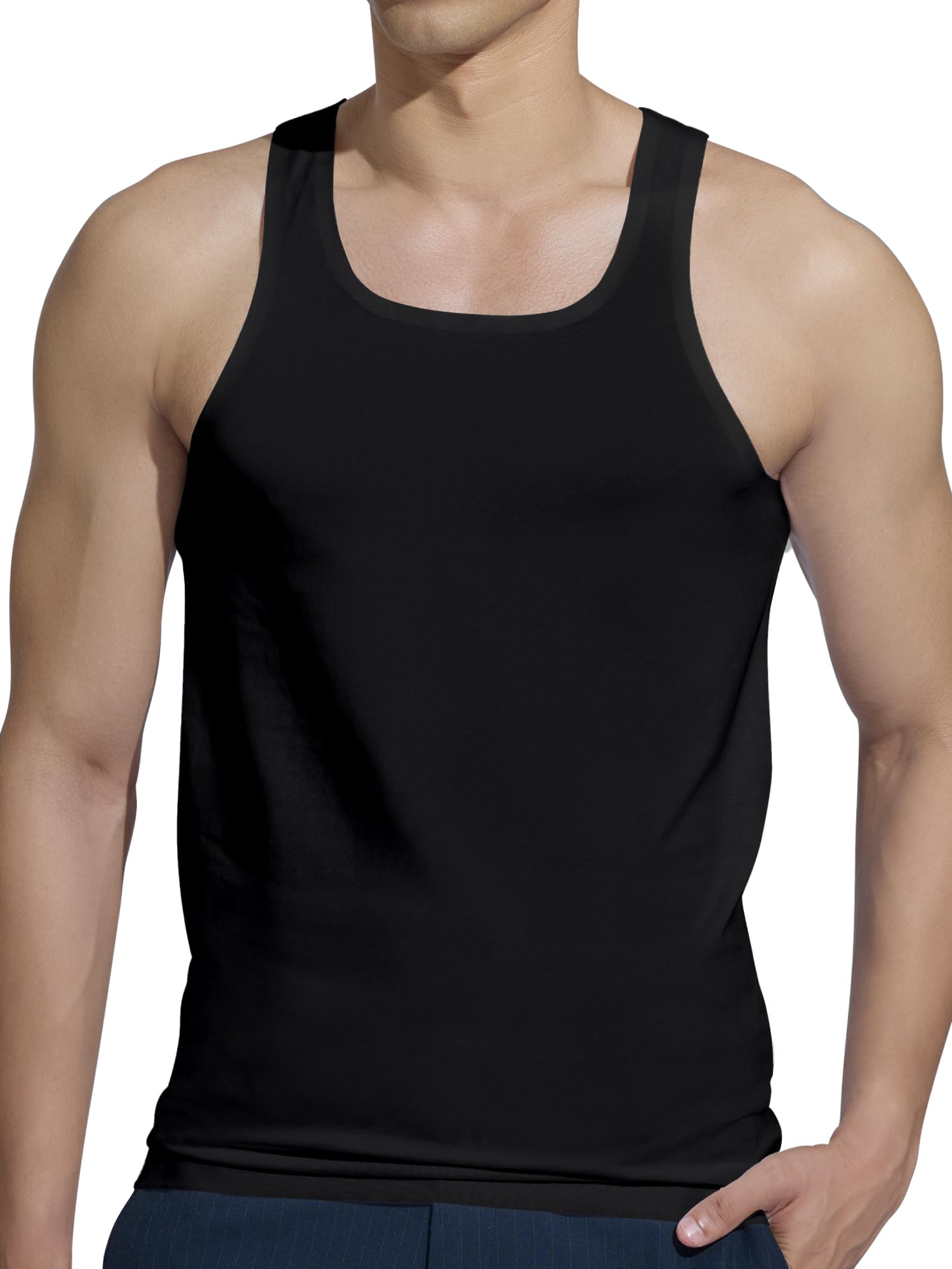 xyxx Men Combed Cotton Vest, Snug fit, Solid, Pack of 1, MB23VST02XXL, Pitch Black, XXL-picture-37