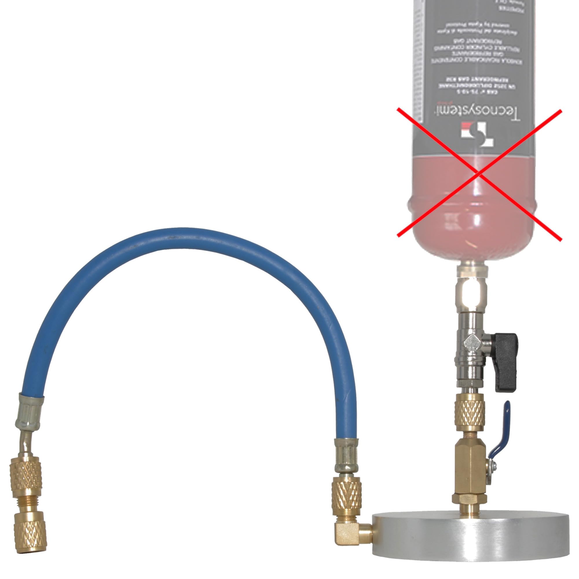 Füllset mit Standfuß für Kältemittel R32-1/2 ACME Linksgewinde - 1/4 SAE M