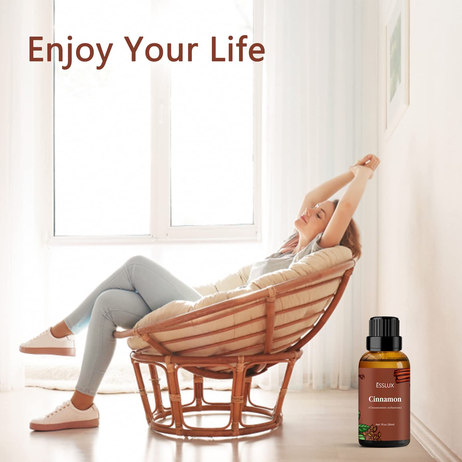Cinnamon Essential Oil, ESSLUX Aromathaerapy Essential Oils for Diffuser, Massage, Soap, Candle Making, Home Fragrance, 30 ml
