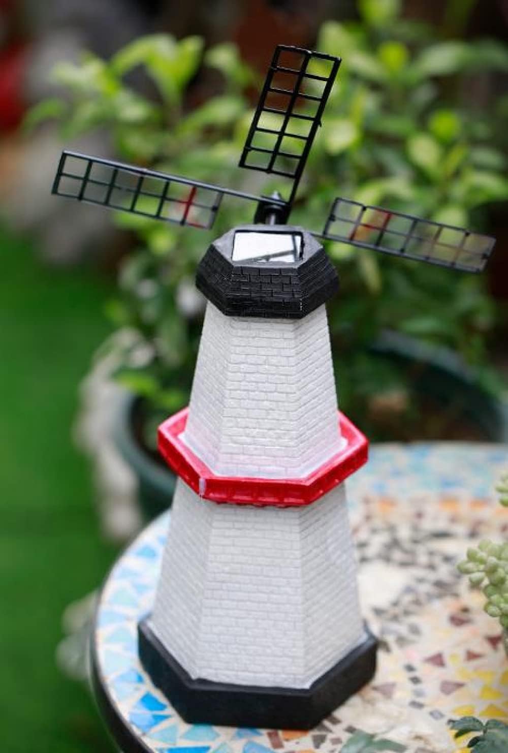 Windmill Lighthouse Solar Lamp Figure Garden Light Decoration for Garden, Balcony, Patio
