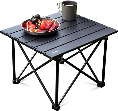 Ultralight Camping Table, Compact Aluminum Folding Beach Table | Four Solid Support Legs for Reinforcement with Carry Bag for Outdoor, Picnic BBQs, and Cooking