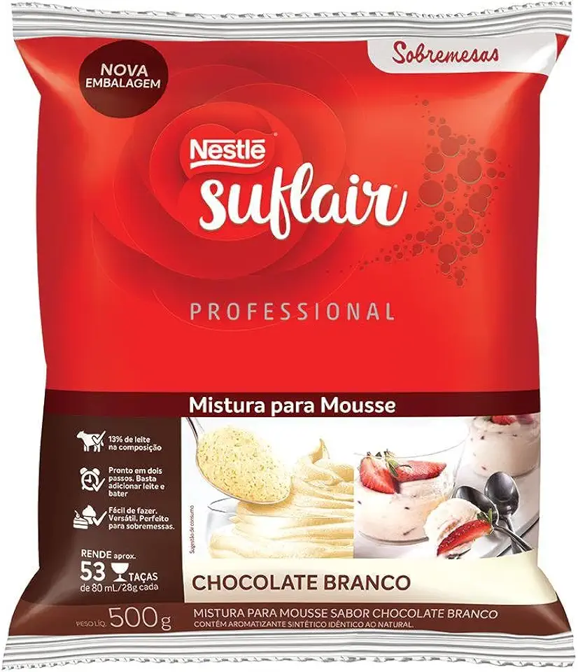 Mistura para Mousse Sabor Chocolate Branco SUFLAIR 500g