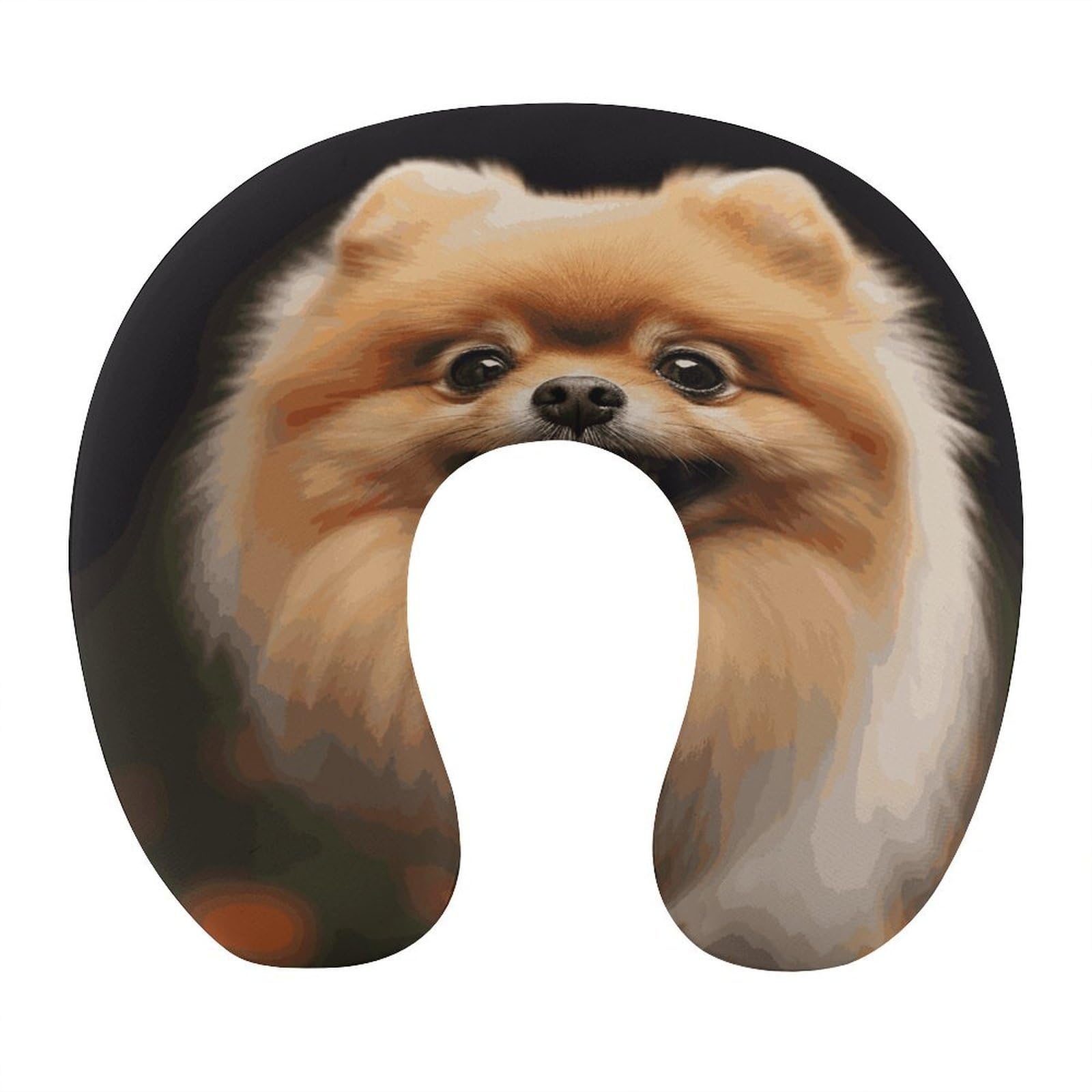 FekiLoot Pomeranian Travel Pillow U Shaped Neck Pillow Comfortable Memory Foam Pillow Portable Soft Headrest Lightweight Neck and Head Support for Planes Trains Self-Driving Cars