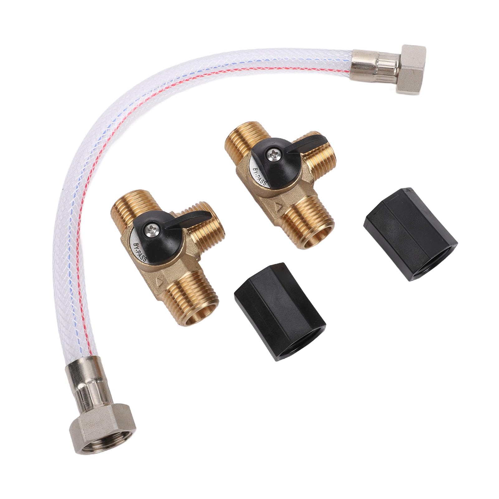 Naroote Kit Valvola Bypass per Scaldabagno 1/2 Pollice NPT Valvola Bypass a 3 Vie in Ottone per Scaldabagno con Connettore in Ottone Resistenza All'erosione per Iniezione Rapida Antigelo