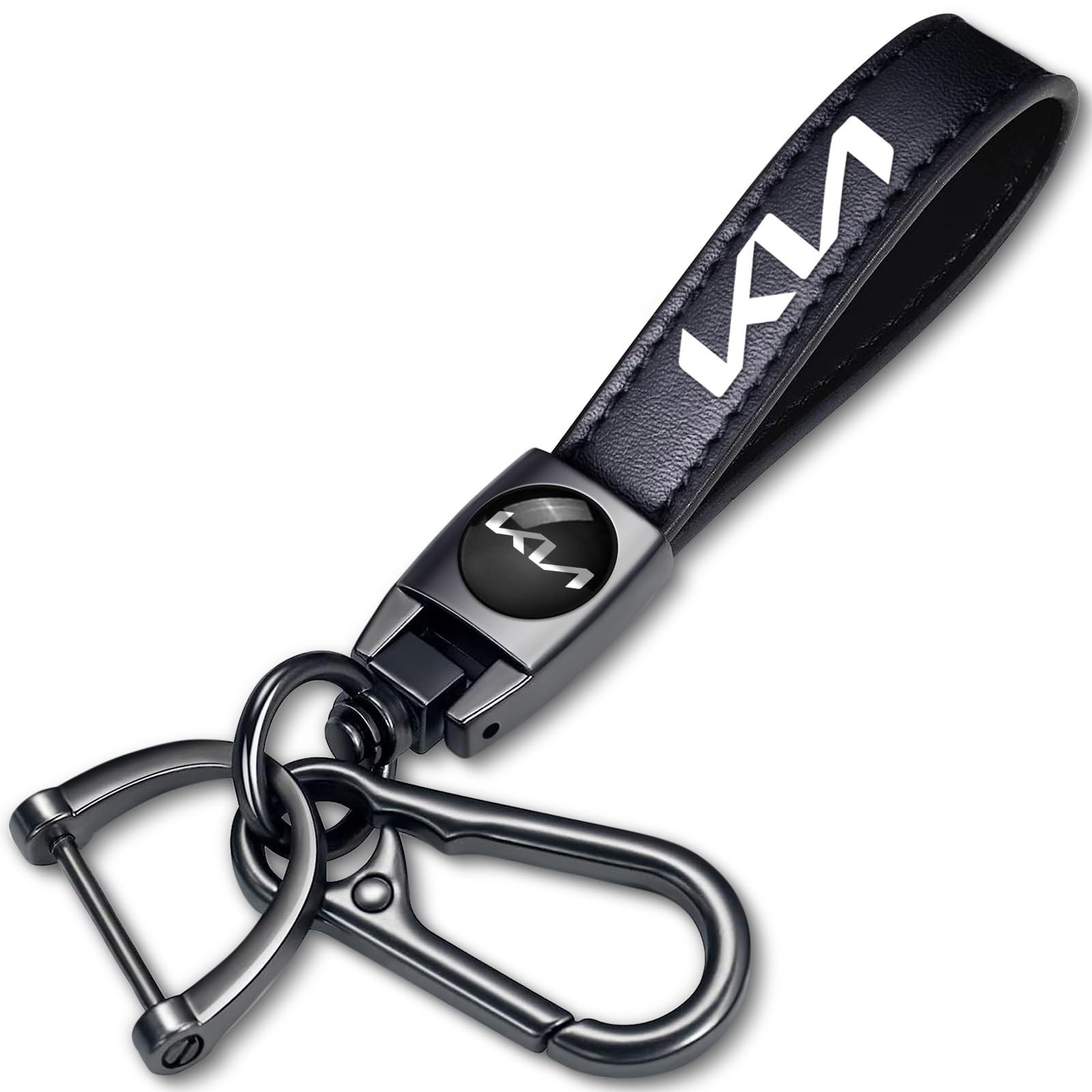 Genuine Leather Car Keychain Key Ring Accessories Black