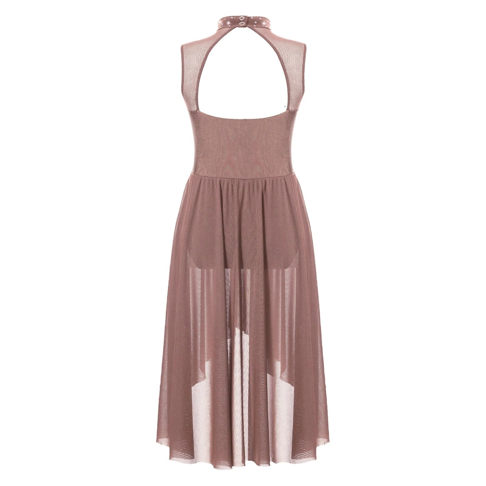 Disfraz Gimnasta NiñA Vestido de Baile lírico Moderno for niñas, sin Mangas, con Diamantes de imitación Huecos, for Ballet, Gimnasia, Patinaje artístico, Ropa de Baile(Burgundy,8)