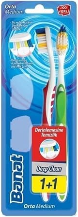 Banat Deep Clean Deep Cleaning Toothbrush 1+1 Medium