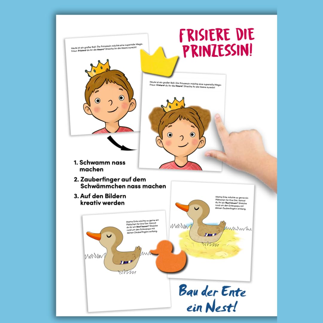 Dusch den Pinguin. Das Wassermalbuch zum Mitmachen: Mit Schwamm: Finger nass machen, malen, trocknen lassen, neu malen