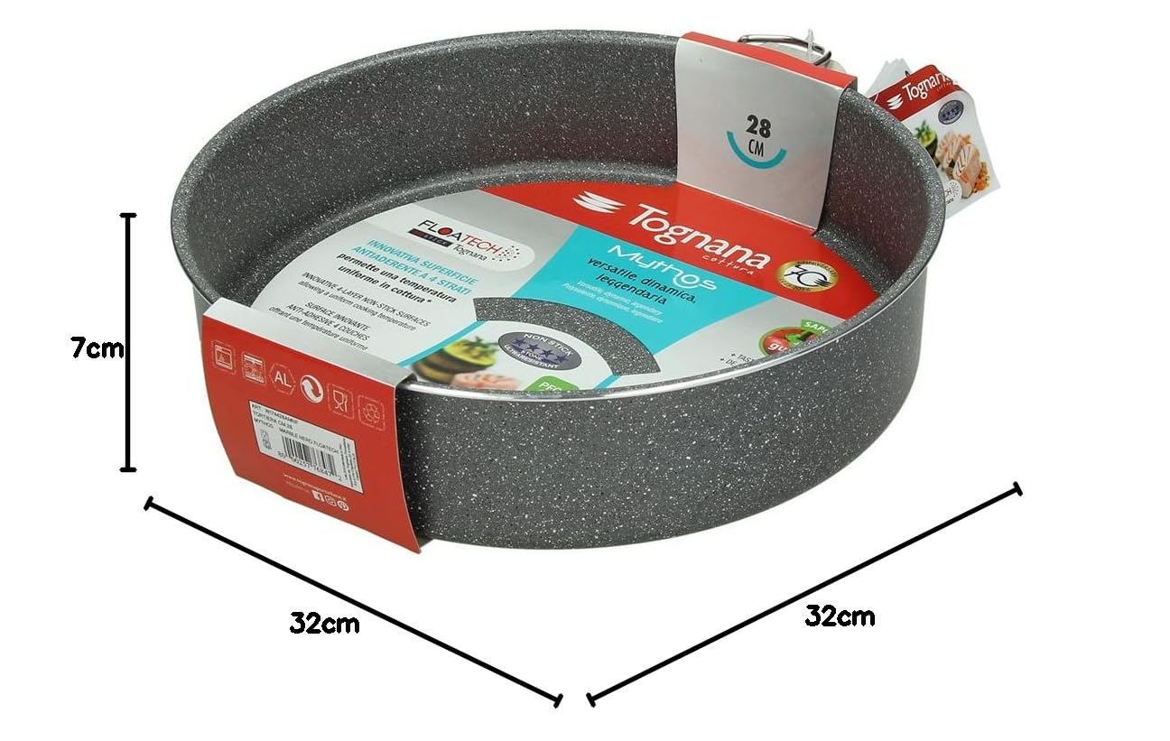 Tognana Mythos, Tortiera tonda da 32 cm, Alluminio, Grigio