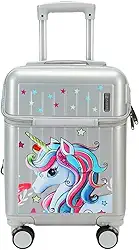 Mala Viagem Infantil Bordo Escolar Passeio Rígida Expansível Decorada (Prateada)