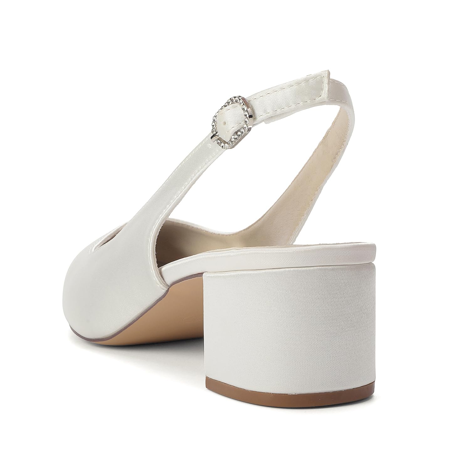 Generico Scarpe Donna in Raso Slingback con Tacco Largo 4,5Cm Punta Stretta, Scarpe Comode per Matrimonio, Ufficio, Serate E Uso Quotidiano