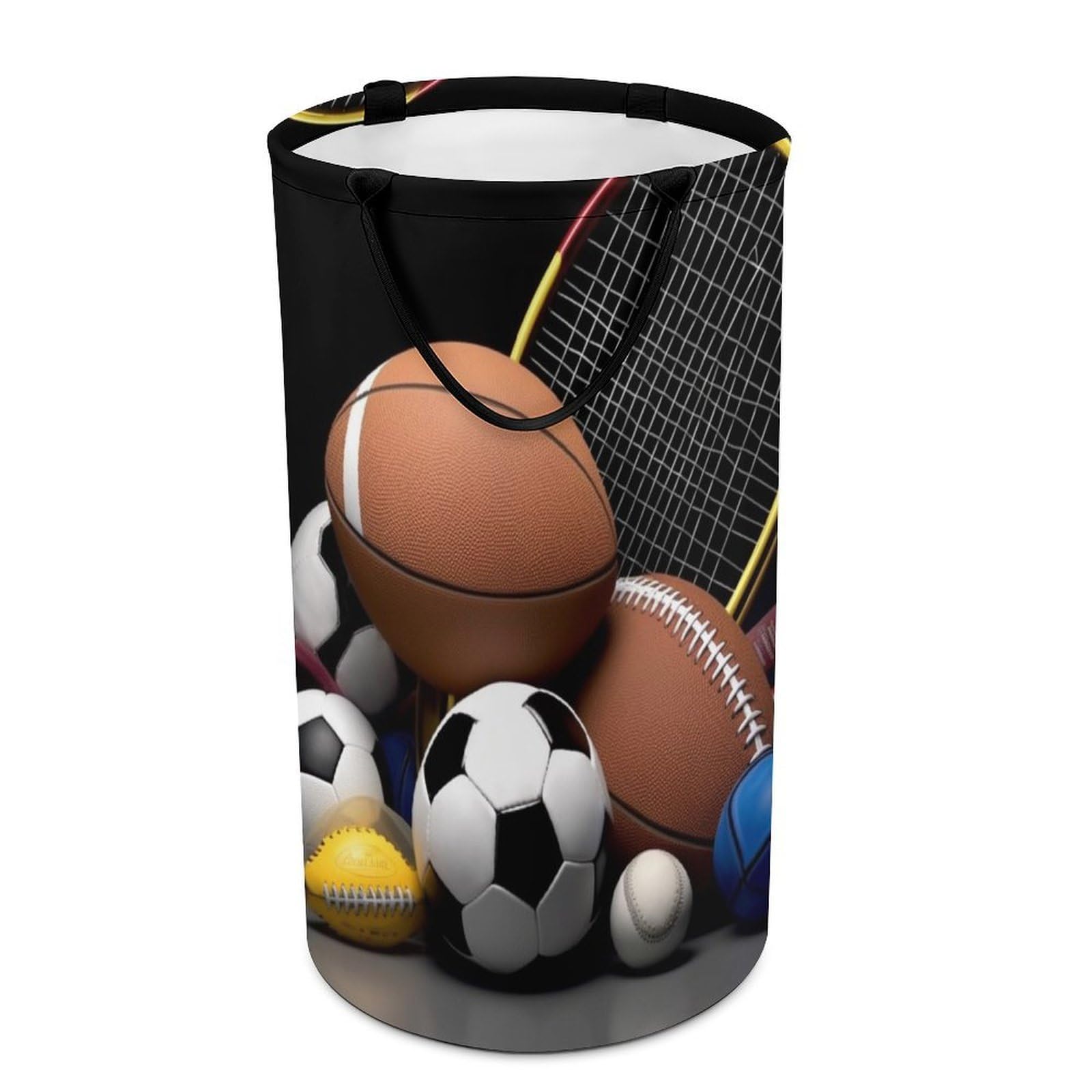 Sports Themed Laundry Basket Freestanding Laundry Hamper with Handles Waterproof Dirty Clothes Hamper Collapsible Washing Bin Aesthetic Clothes Basket for Bathroom Bedroom Dorm