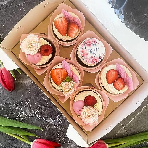 Image of 150 Pieces Tulip Cupcake Muffin Liners Paper Baking Cups Greaseproof Cupcake Wrappers for Birthday Wedding Party Baby Showers Catering Restaurants(Pink)