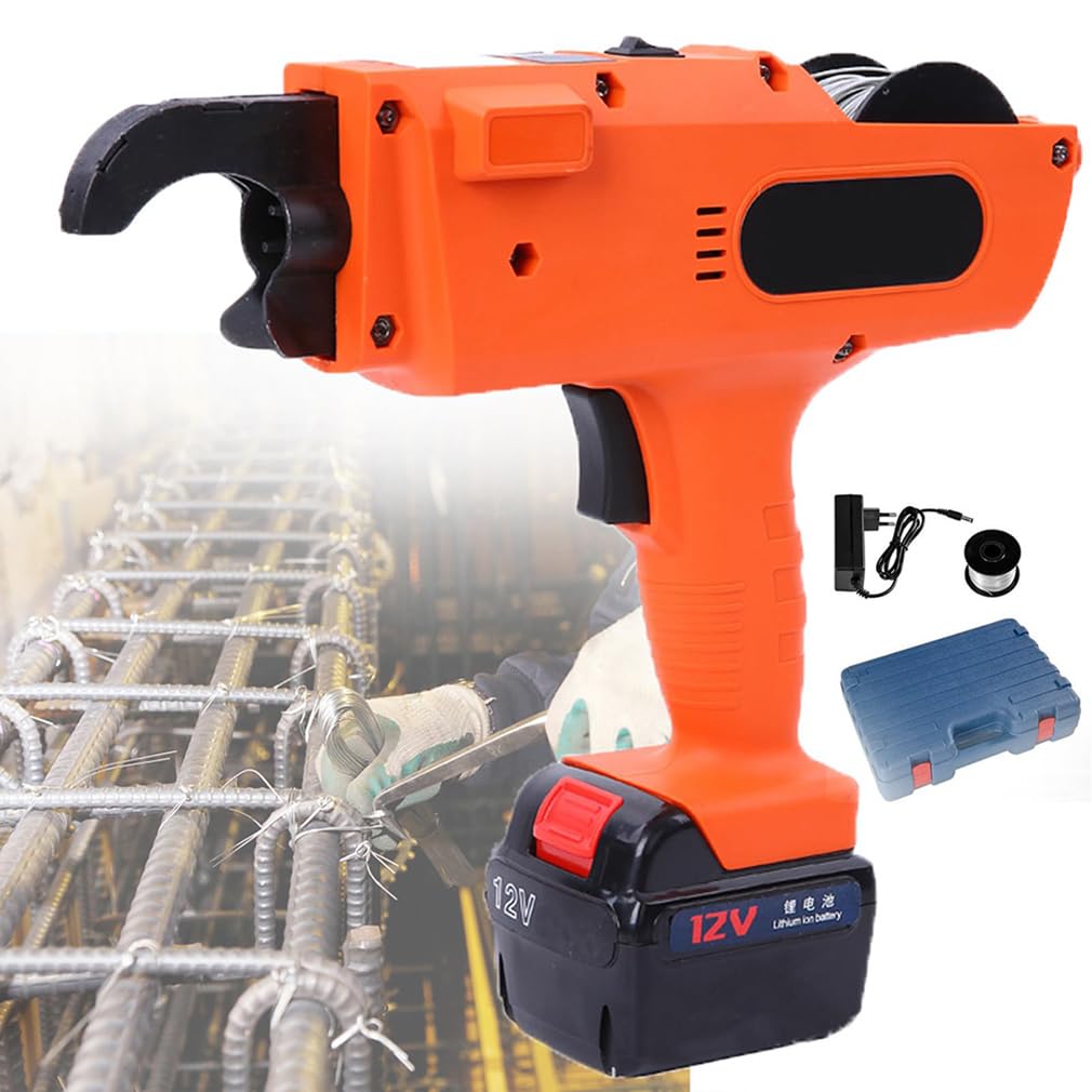 Automatic Rebar Tying Tool - Electric Handheld Charged Rebar Tier Machine for Buildings Highway Tunnels Bridge - 6-25mm Tying Range