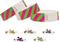 Vista 3 de Pulseras hechas de Tyvek - Rayas - Paquete de 500 - Azul neón + rojo - Pulseras Tyvek de 3/4 pulgadas para eventos