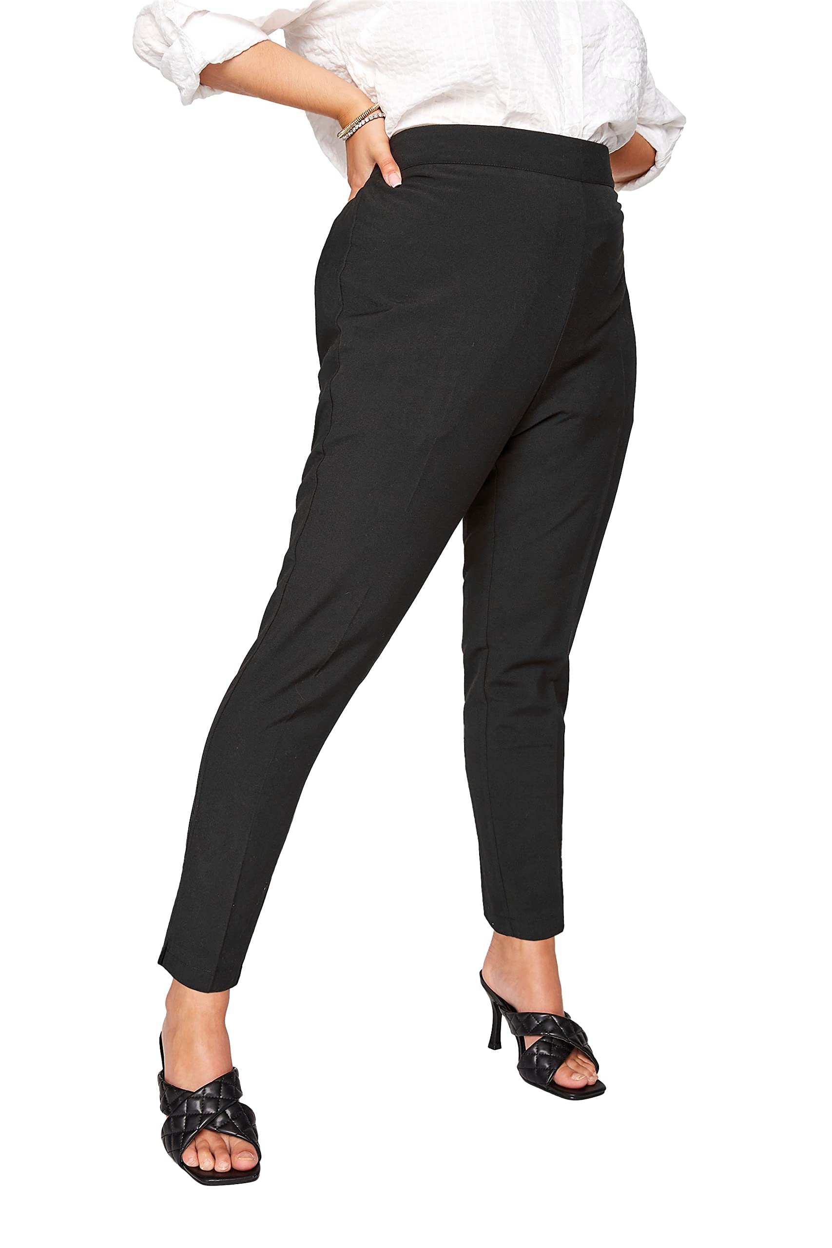Yours Women's Black Tapered Trousers In | : 34/36