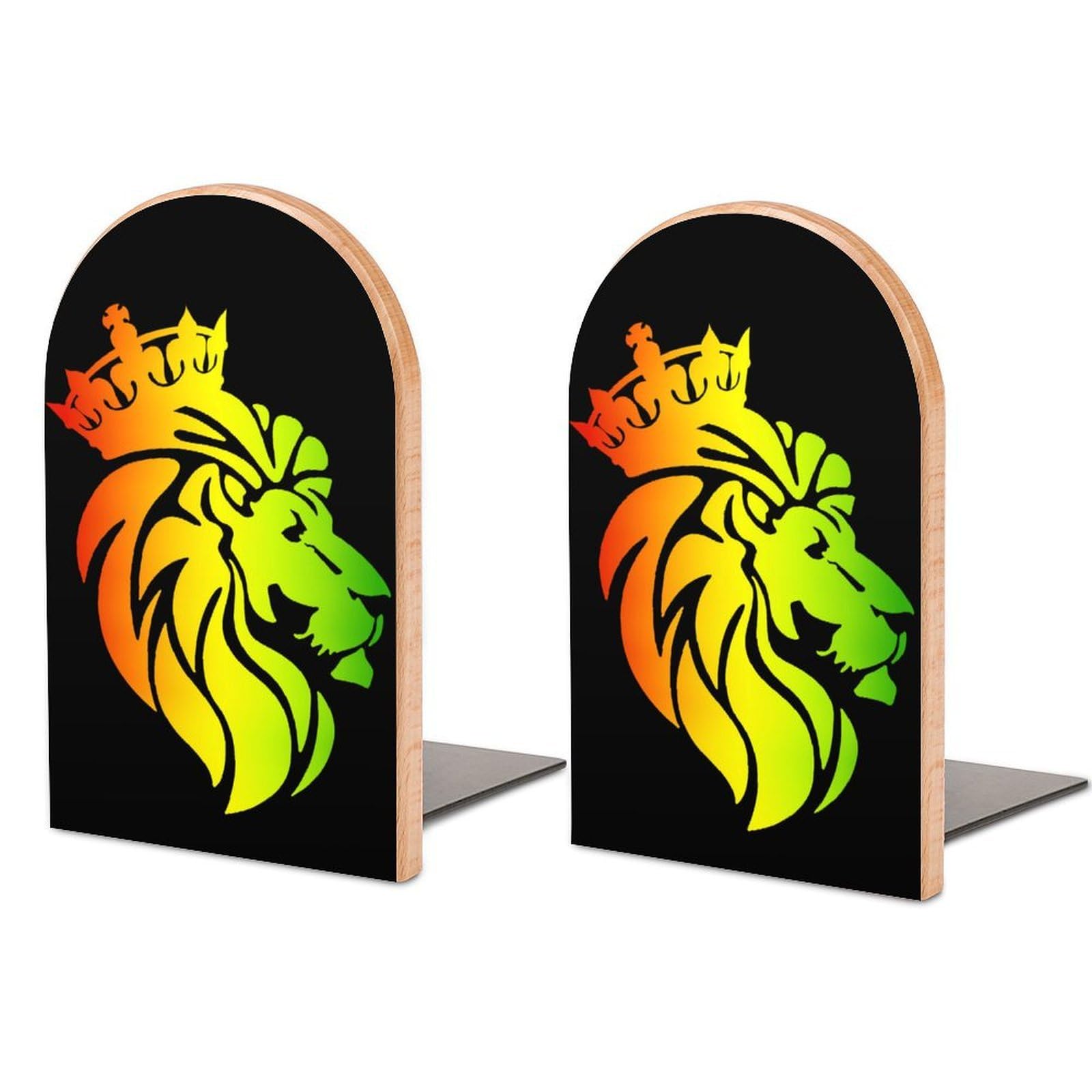 Nclqvjxzkhw Style Rasta Lion Crown Cool Book Ends For Shelves Bookends Bookshelf Holder Stand Books Stopper Home Office Decor