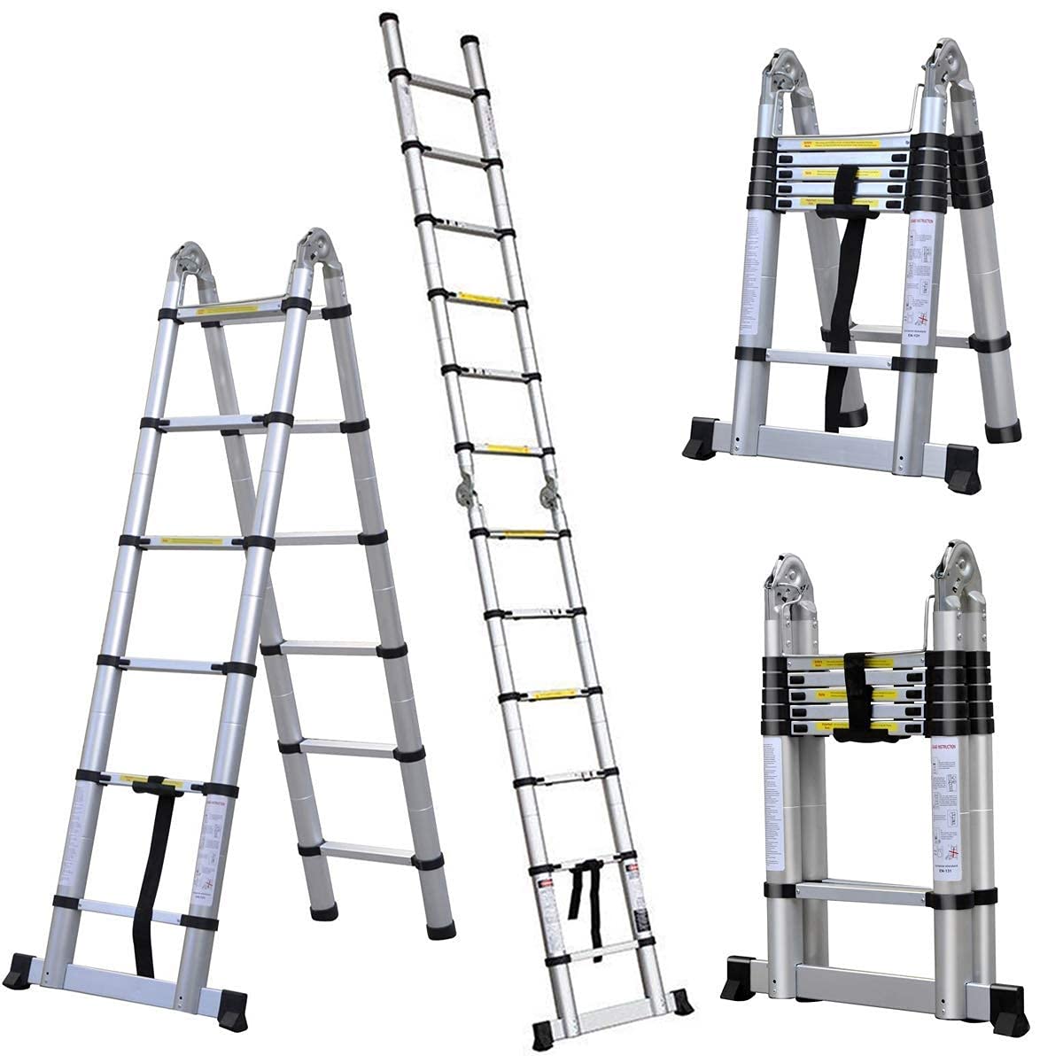 KrissKross Portable & Compact Ultra-Stable Extendable Aluminium Telescopic Ladder, Foldable Multipurpose Collapsible Ladder for Home & Outdoor use EN131 Certified (12.5 ft (3.8 m) - A Type) Silver (B09CDS9K33) Amazon Price History, Amazon Price Tracker