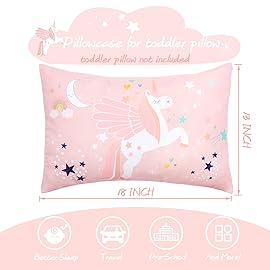 UOMNY Toddler Pillowcases for 13X18 12x16 14x19 Pillow Unicorn Toddler Pillow Case for Girls 2 Pack Kids Pillowcase for Sleepy Pillows Travel Pillowcases Pink/White