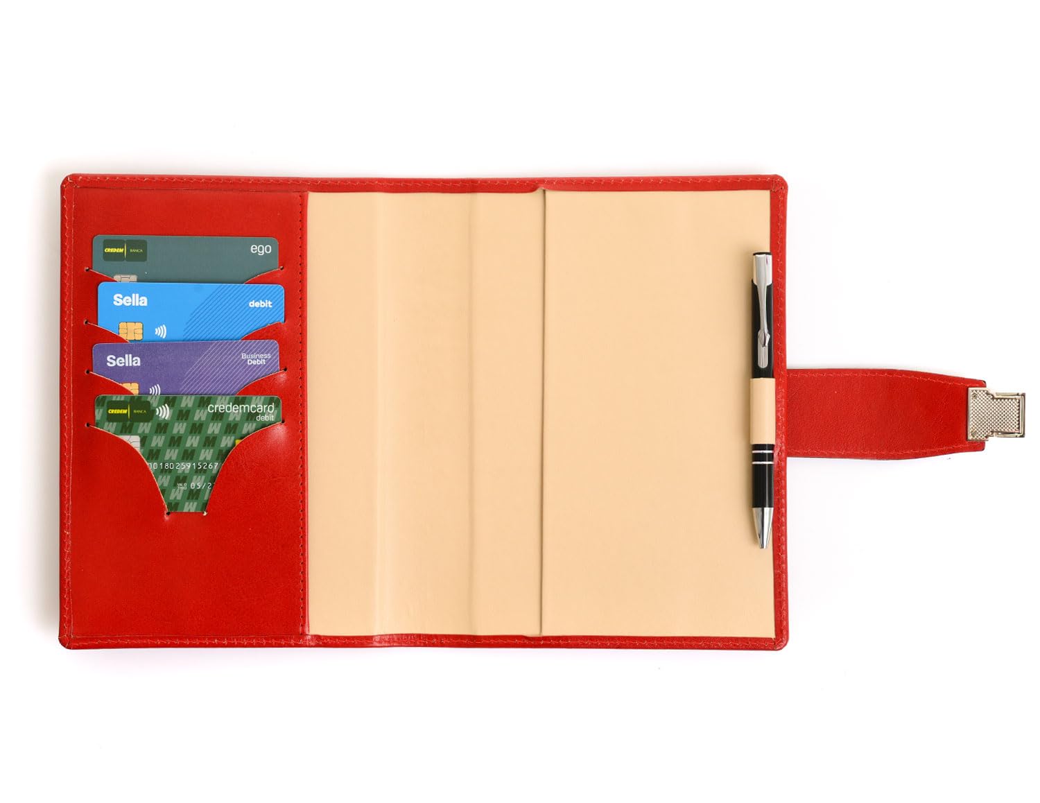 PROGRESSIO Agenda 2026 Vera Pelle - Calendario giornaliero planner a righe 12 mesi - cm 15x21 (A5) - collezione Elegant - Rosso
