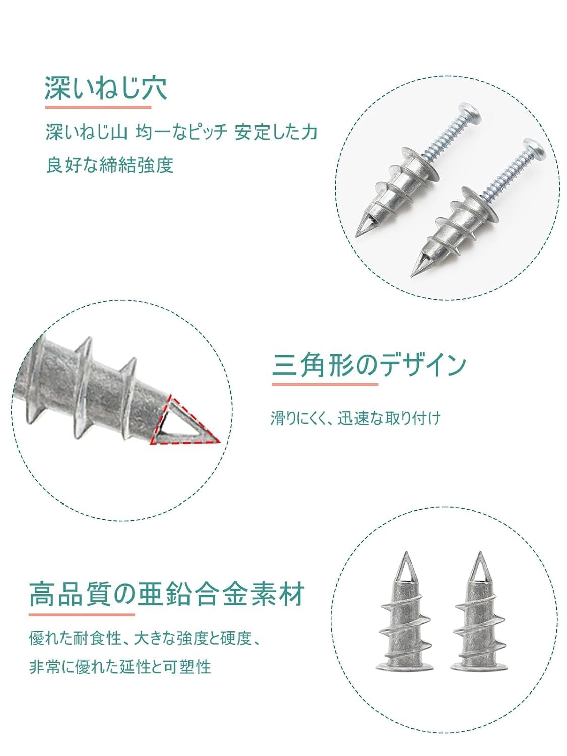 Amazon.co.jp: 石膏ボード用アンカー 20セット 石こうボード壁用ボード