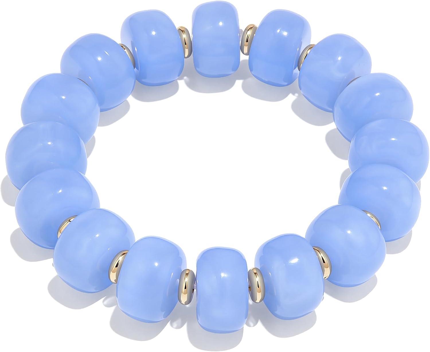 Chunky Beaded Bracelet for Women-Boho Bold Acrylic Resin Stretch Bracelets Trendy Summer Beach Elastic Bangle Vacation Jewelry Accessories