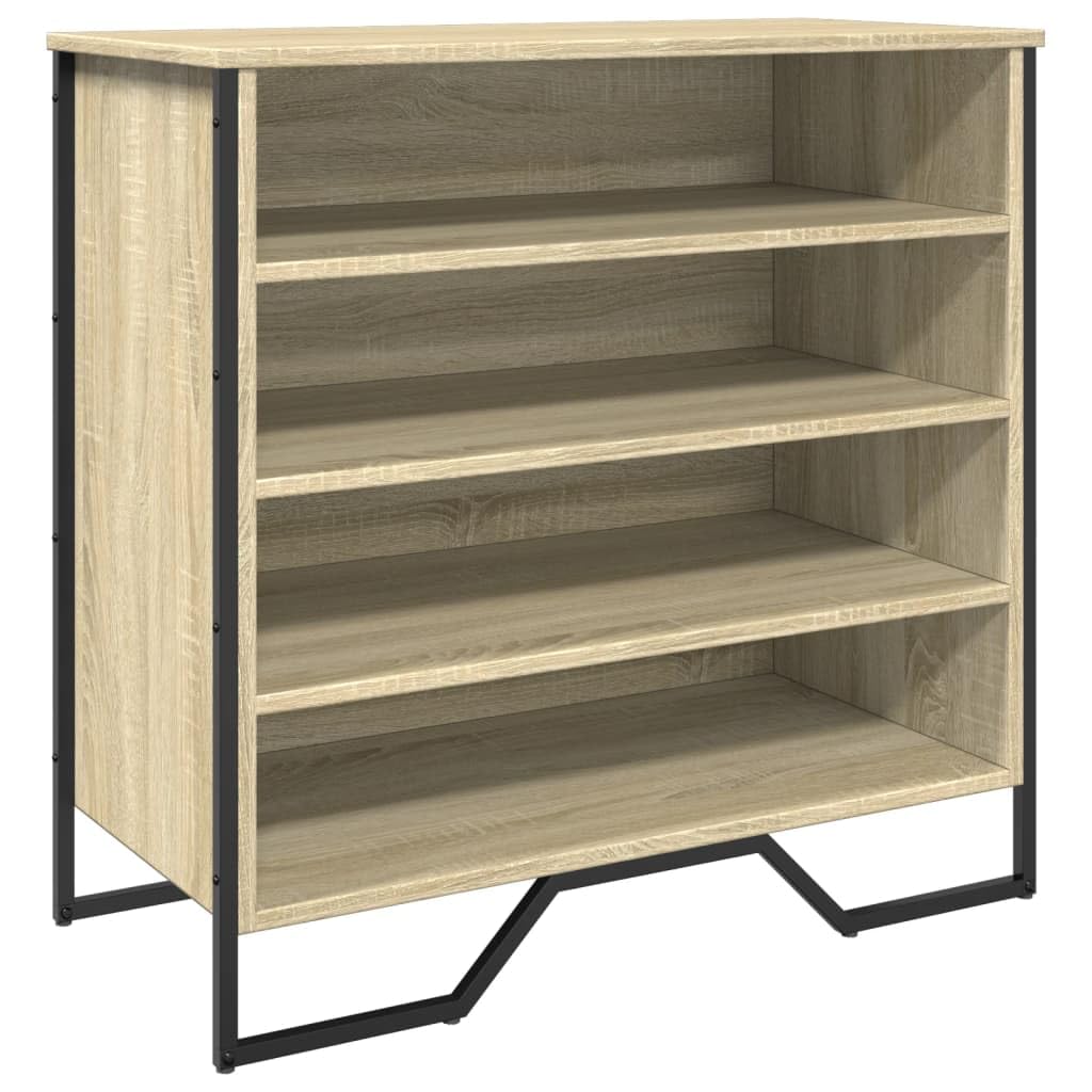 Regał na buty dąb Sonoma 80 x 38 x 78 cm, materiał drewnopochodny z metalowymi nogami i praktyczną górną płytą zapewnia dużo miejsca do przechowywania i stabilne przechowywanie