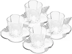 WOLFF - Conjunto 4 Xícaras de Café de Vidro com Pires Butterfly 80ml