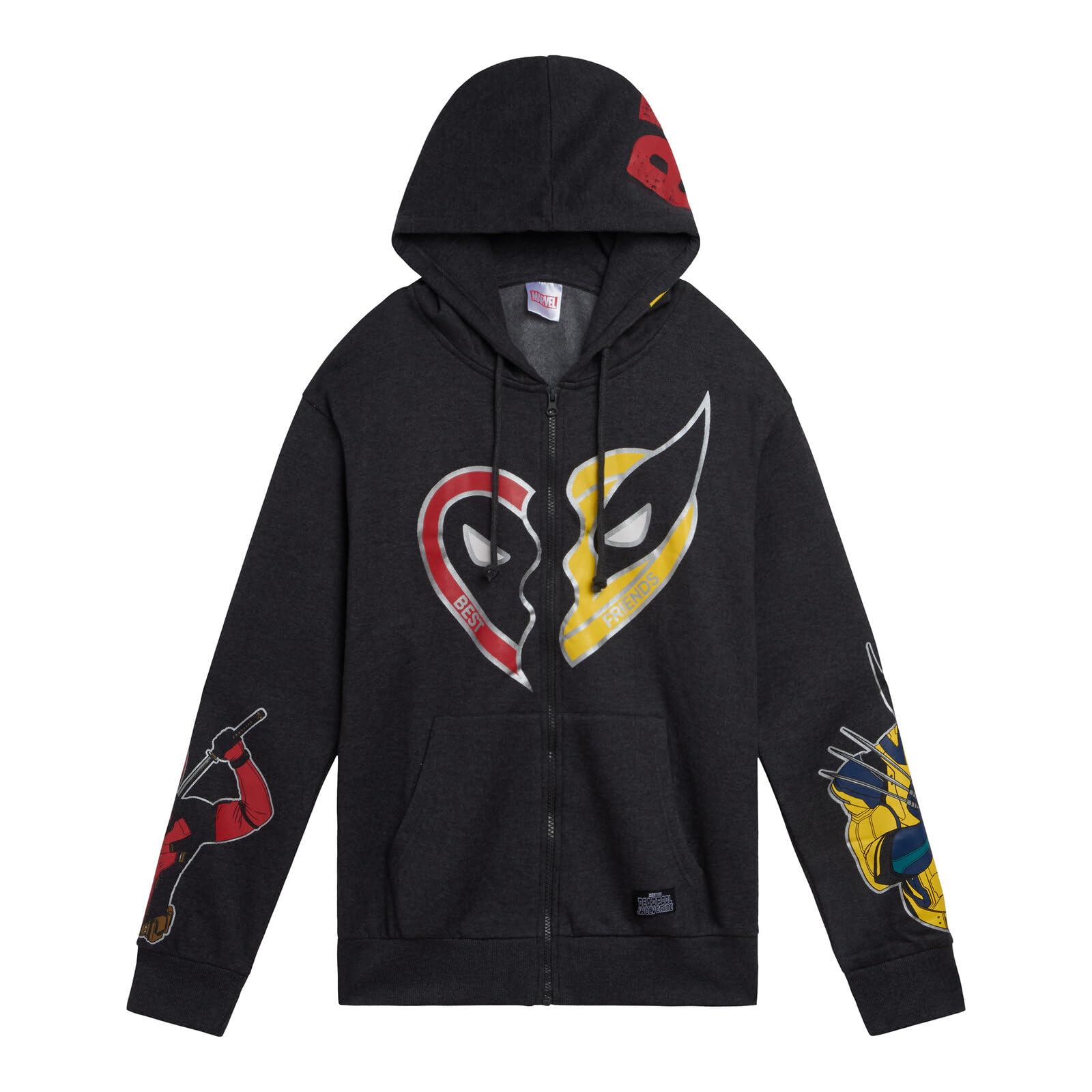 Marvel Deadpool and Wolverine - Sudadera con capucha y cremallera para adultos, tallas XS - 2XL