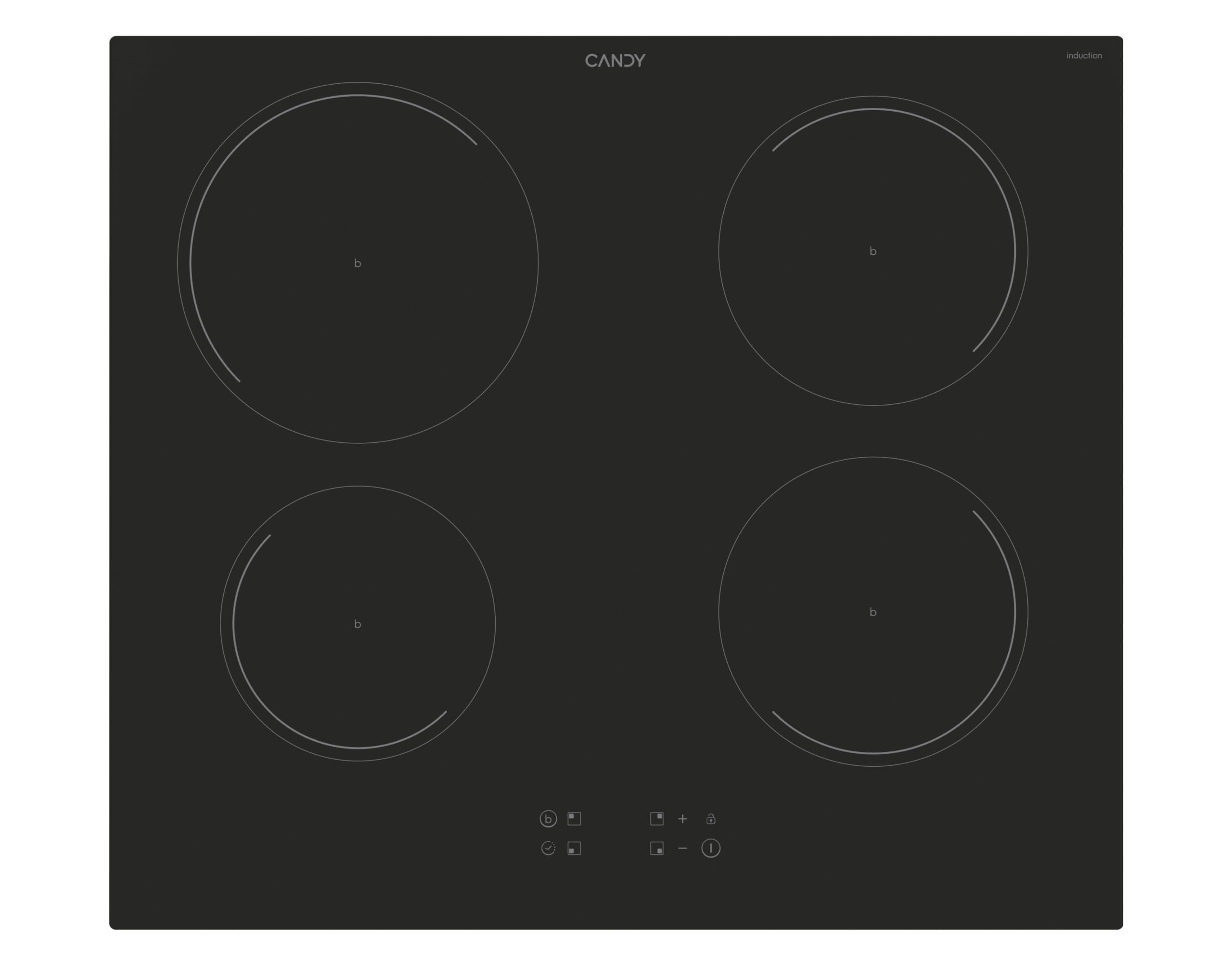 Candy Idea Piano Cottura a Induzione 4 Fuochi in Vetroceramica, Cottura Rapida con Funzione Booster, Power Management per Ottimizzare i Consumi, Blocco di Sicurezza, 59 x 52 x 6 cm, Nero - CITT642C/E1